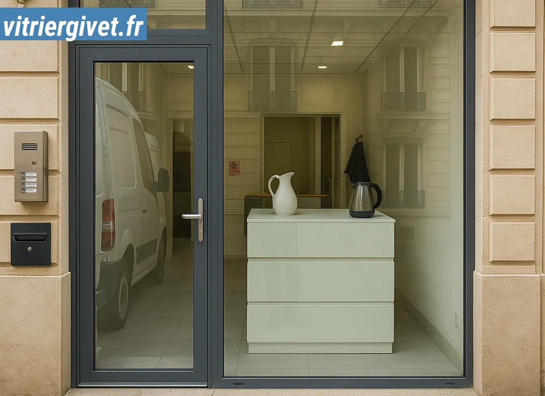 Façade vitrine de magasin en aluminium sur mesure à Givet
